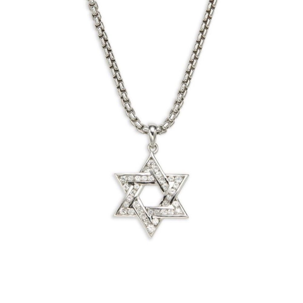 Effy Sterling Silver Diamond Star Of David Pendant Necklace